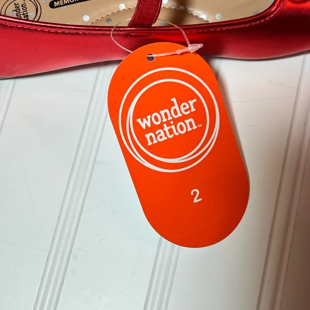 Wonder Nation Size 2 Little Girl Red Dress Shoes NWT